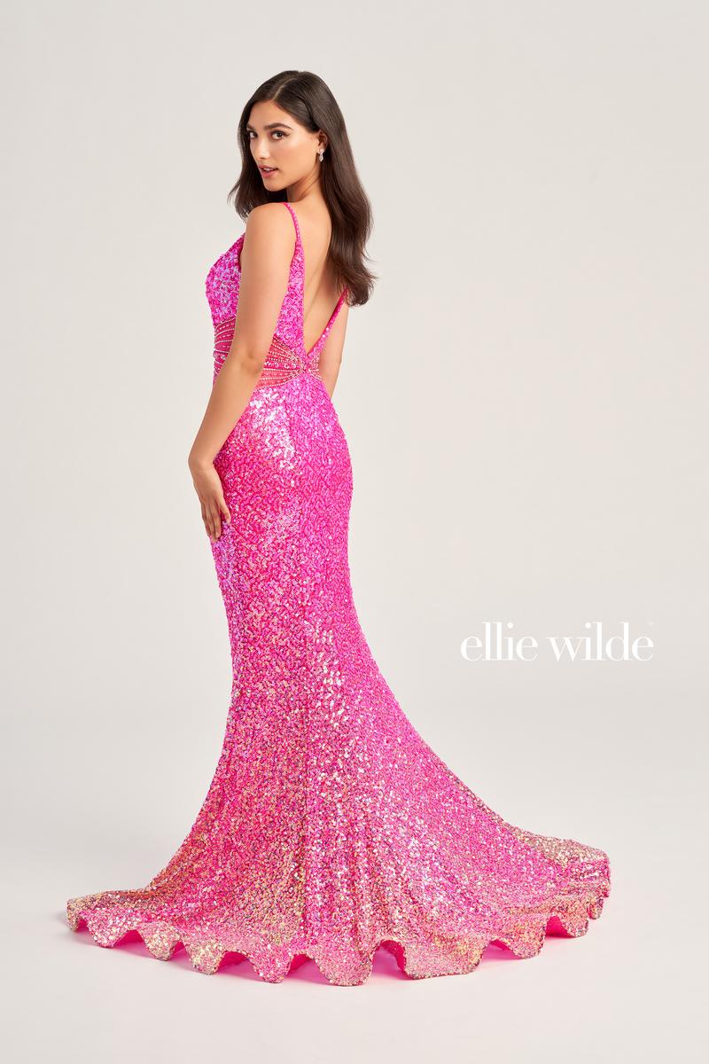 Ellie Wilde Ombre Sequin Prom Dress EW35044