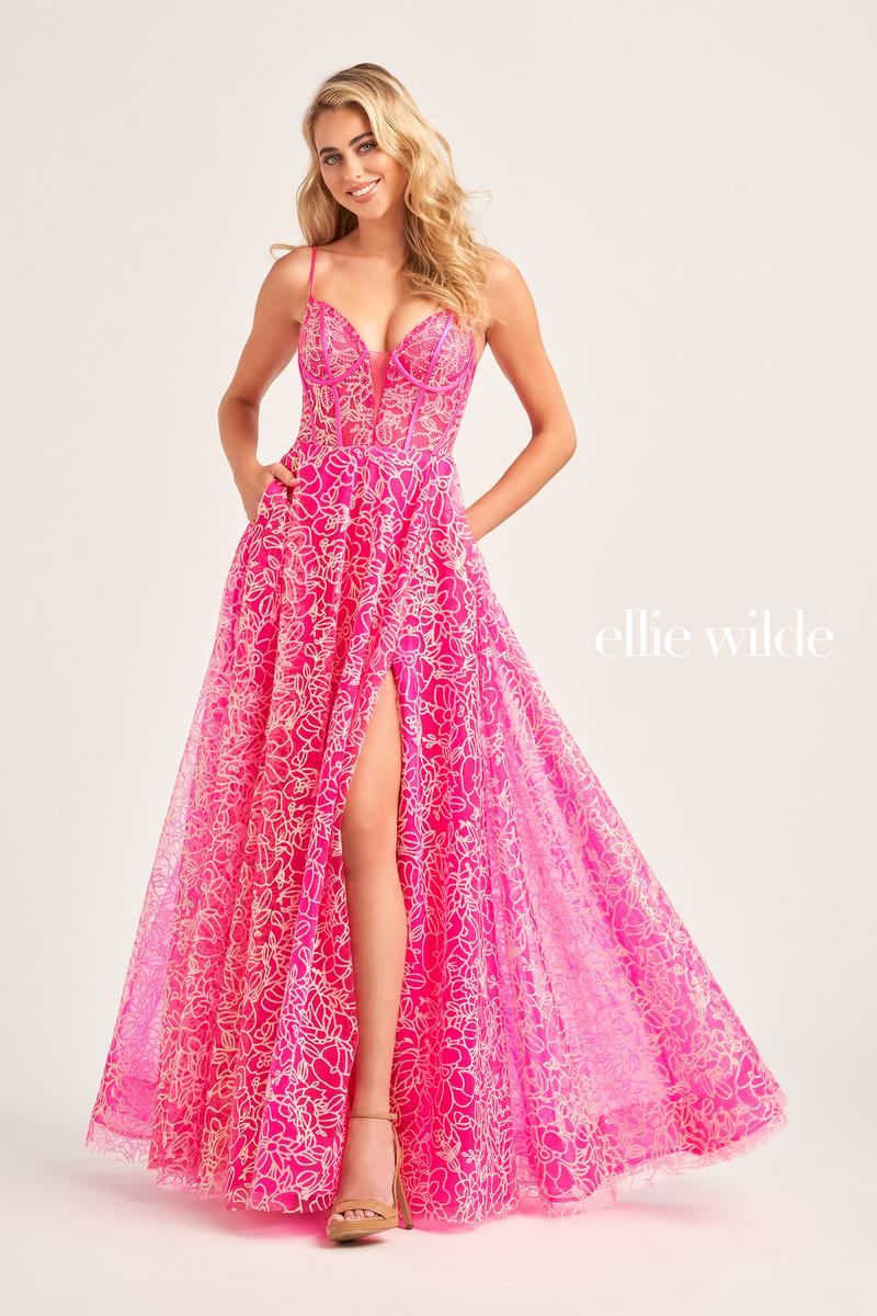 Ellie Wilde Corset Lace Prom Dress EW35216