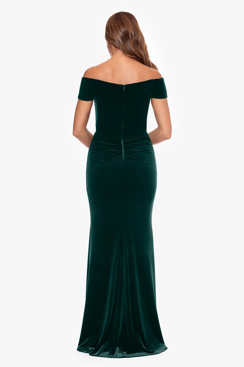 Xscape Evenings Velvet Off the Shoulder "Anita" Gown 6407X