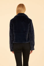 Dolce Cabo Plush Faux Fur Notch Collar Jacket 75362