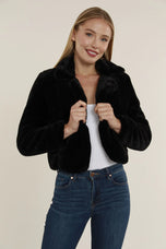 Dolce Cabo Plush Faux Fur Notch Collar Jacket 75362