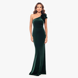 Betsy and Adam One Shoulder Velvet "Taylor" Dress A26707