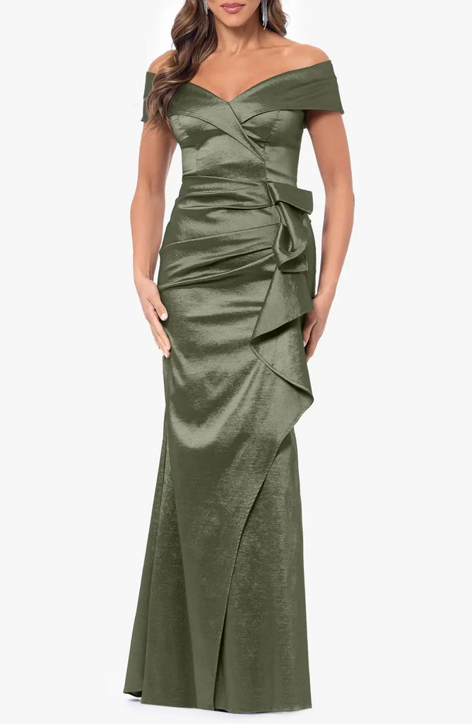 Xscape Evenings Off the Shoulder Taffeta Evening Gown 6416X