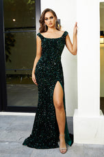 Portia and Scarlett Square Neck Sequin Prom Dress PS21028