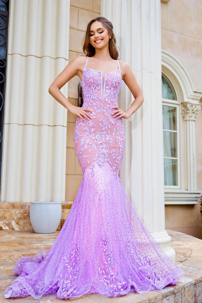 Portia and Scarlett Ruched Lace Prom Dress PS24252