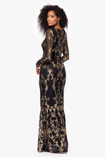 Betsy and Adam Long Sleeve Sequin "Nara" Dress A26776