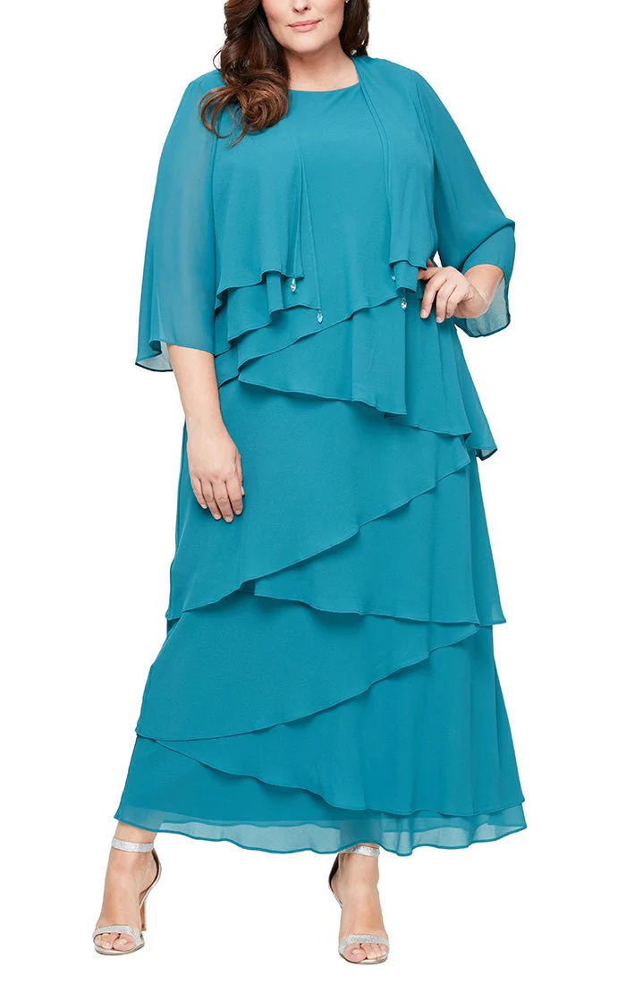 Alex Evenings Chiffon Tiered Tank Jacket Dress 8492001