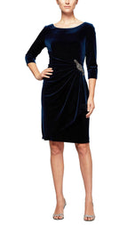 Alex Evenings Quarter Sleeve Velvet Cocktail Dress 1915268