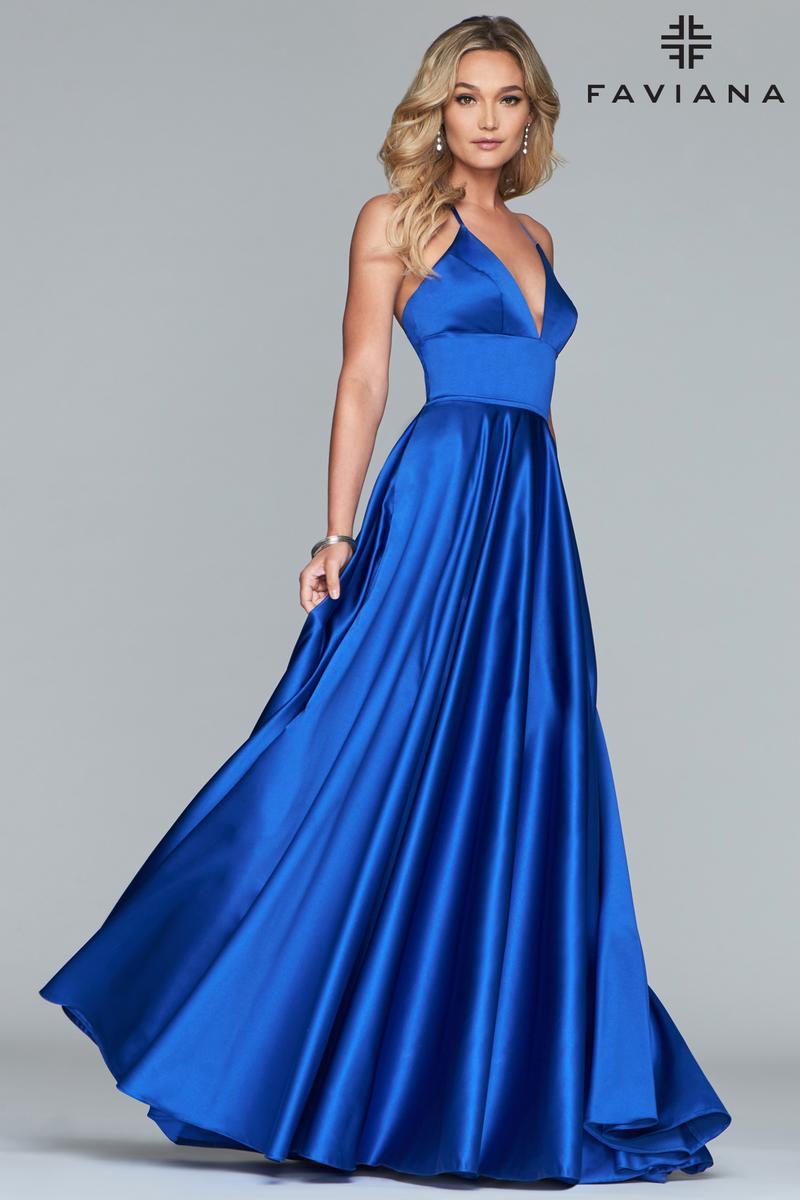 Faviana V-Neck Satin A-Line Prom Dress S10252