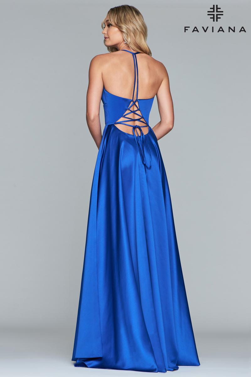 Faviana V-Neck Satin A-Line Prom Dress S10252