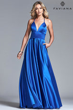 Faviana V-Neck Satin A-Line Prom Dress S10252