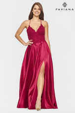 Faviana Glamour Satin A-Line Dress S10400