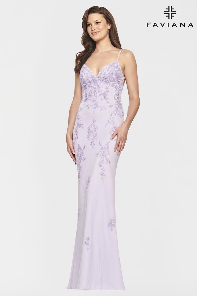 Faviana Long Lace Prom Dress S10633