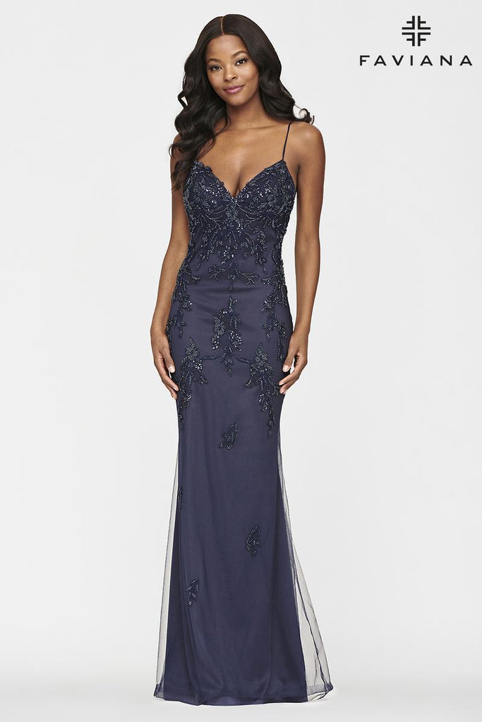 Faviana Long Lace Prom Dress S10633