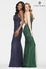 Faviana Long Lace Prom Dress S10633