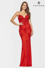 Faviana Long Lace Prom Dress S10633