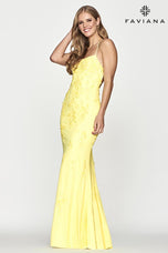 Faviana Lace-up Back Fitted Prom Dress S10634