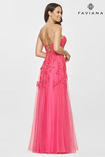 Faviana Long Strapless Lace Prom Dress S10814