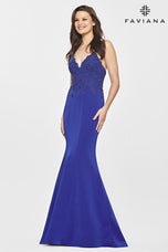 Faviana Long Stretch Satin Prom Dress S10821