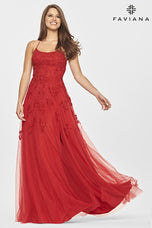 Faviana Long Lace A-Line Prom Dress S10823