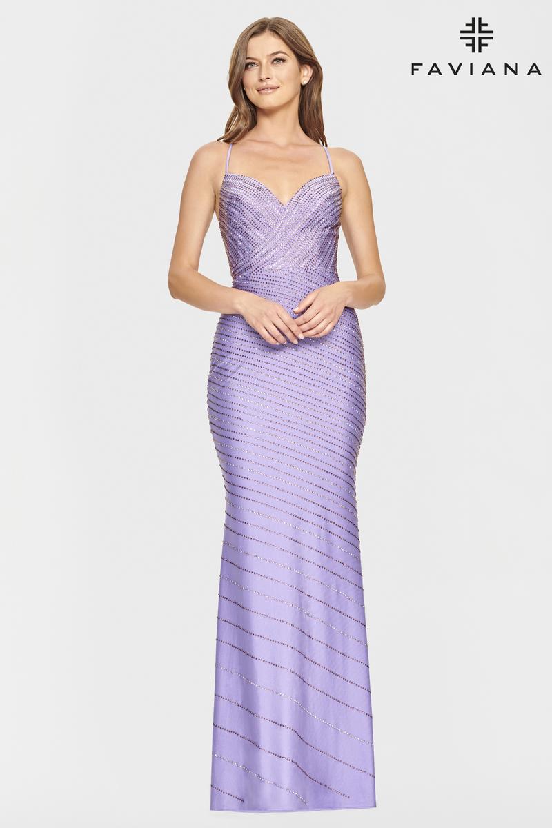 Faviana Long V-Neck Prom Dress S10830