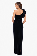 Xscape Evenings "Connie" One Shoulder Velvet Evening Gown 6547X