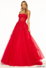 Sherri Hill Strapless Lace Prom Dress 55993