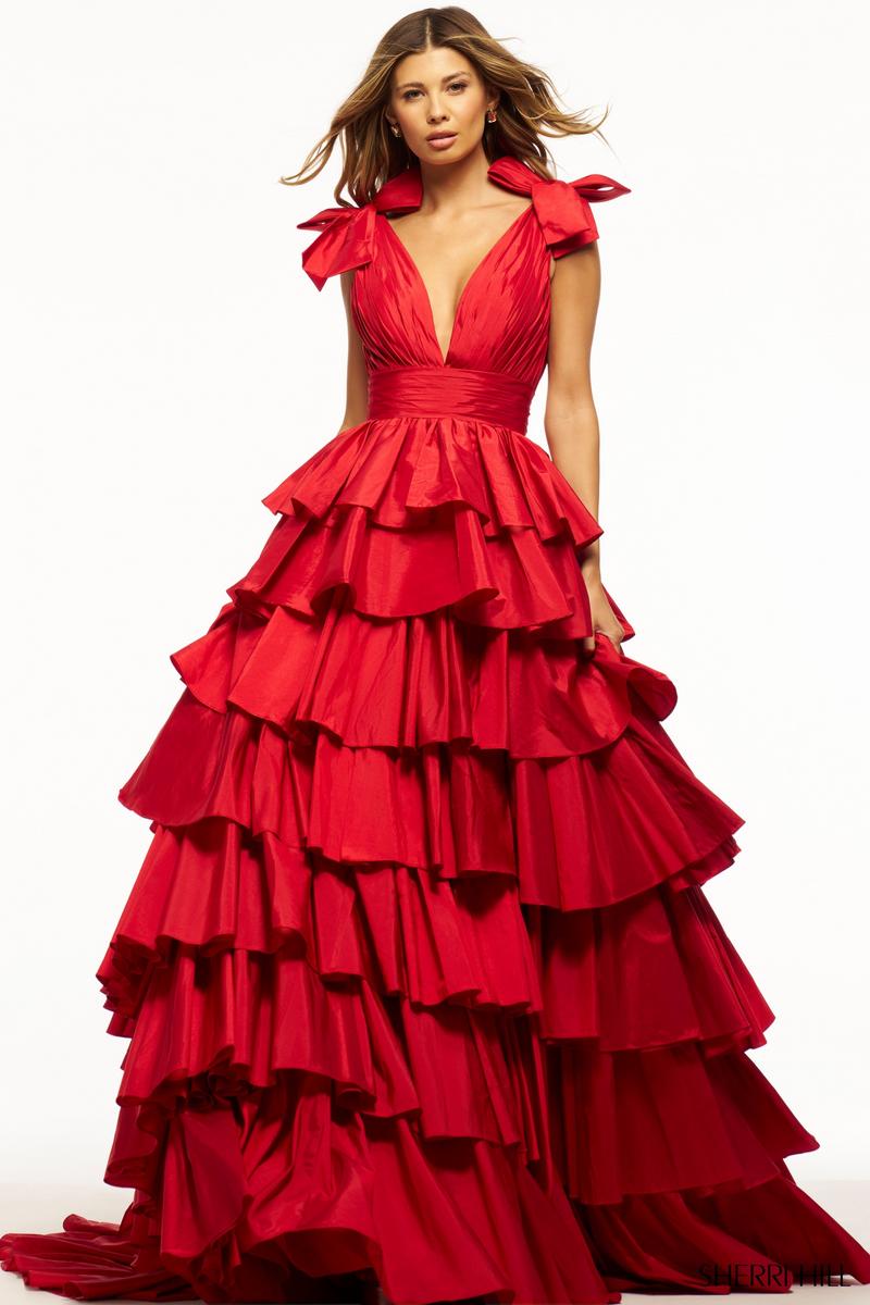 Sherri Hill Taffeta Ruffle Ball Gown 56035