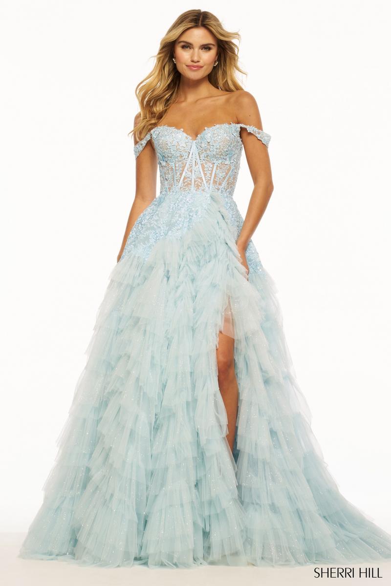 Sherri Hill Ruffle Corset Ball Gown 56070