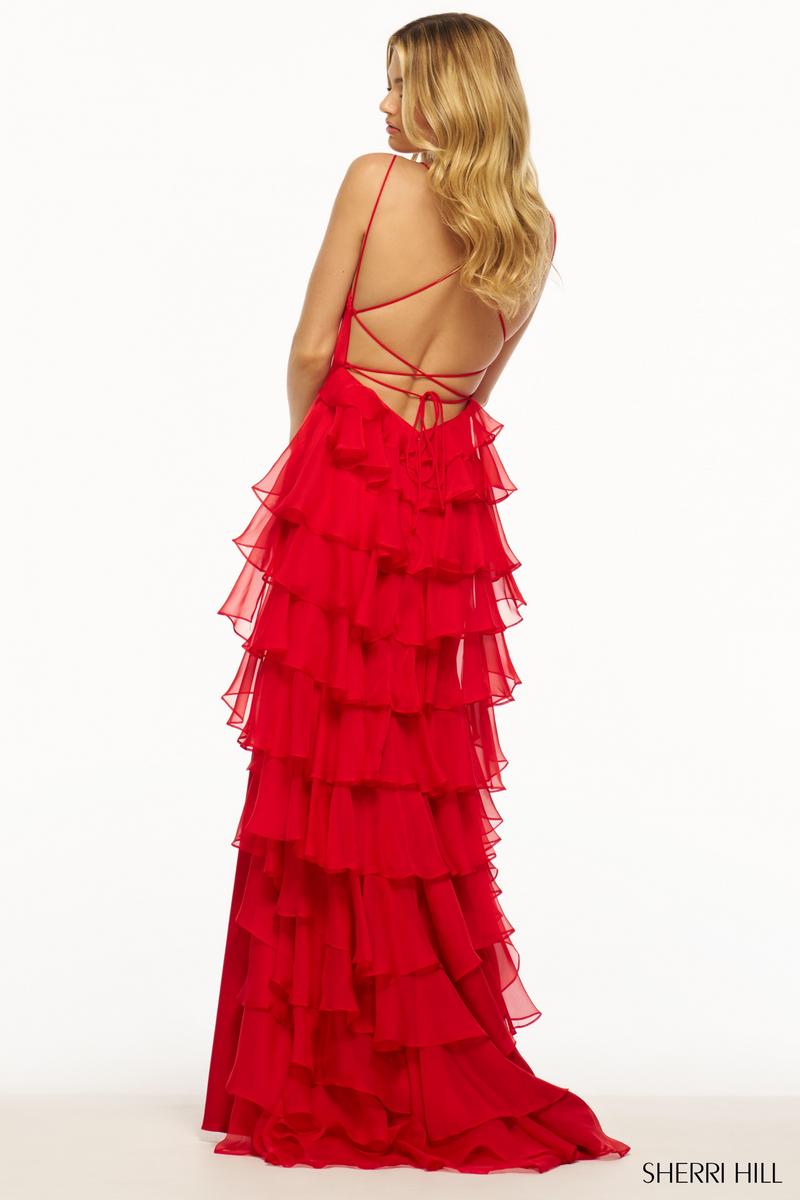 Sherri Hill Fitted Ruffle Back Prom Dress 56078