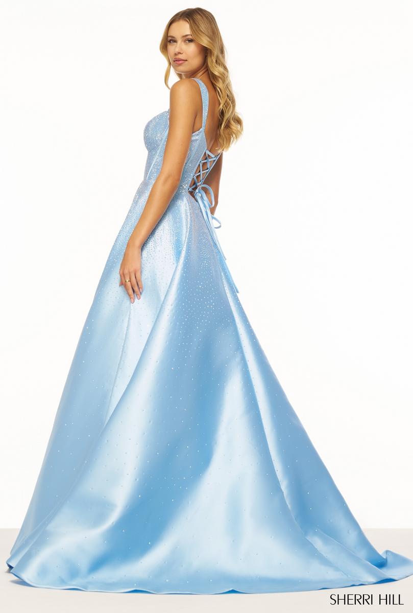 Sherri Hill Mikado Hot Fix Stone Ball Gown Prom Dress 56106