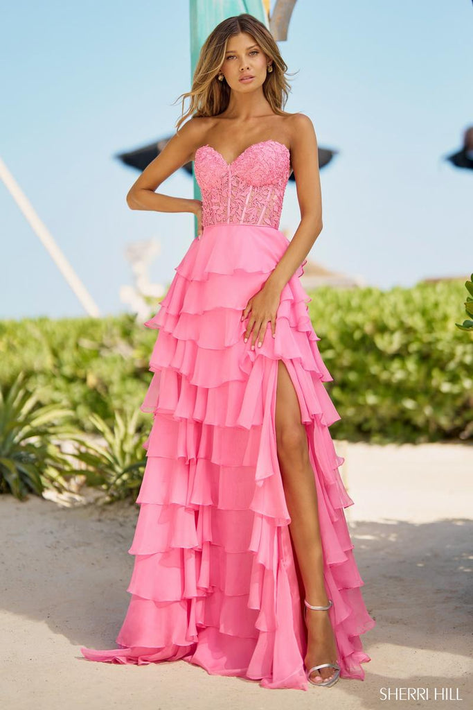 Sherri Hill Ruffle Corset Prom Dress 56162 - B