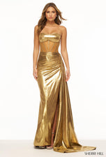 Sherri Hill Fitted Metallic Corset Prom Dress 56237