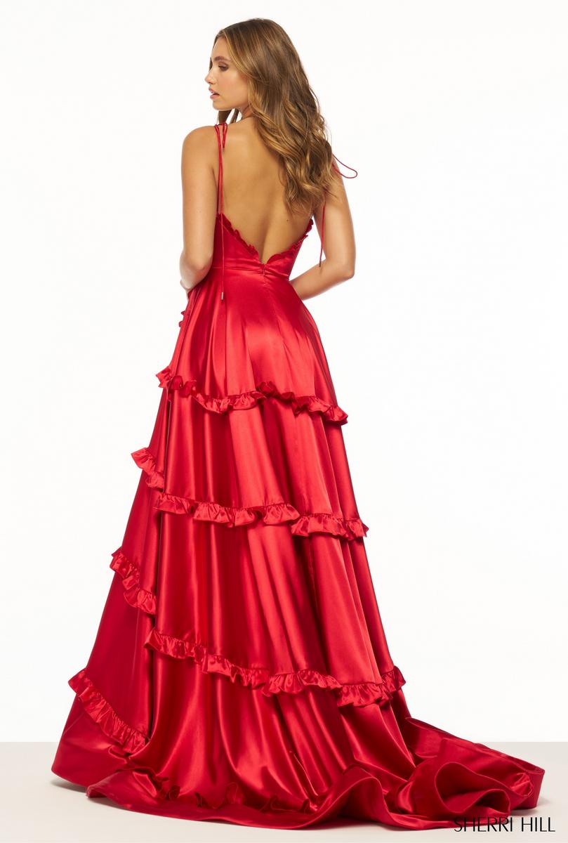 Sherri Hill Satin Ruffle Prom Dress 56353