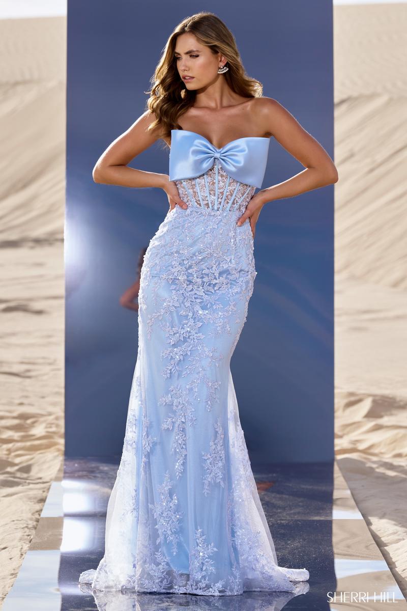 Sherri Hill Strapless Bow Prom Dress 56446