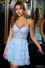 Sherri Hill Strapless Lace Chiffon Homecoming Dress 56501