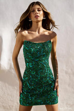 Sherri Hill Strapless Beaded Homecoming Dress 56565