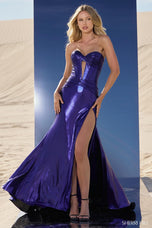 Sherri Hill Strapless Metallic Corset Dress 56654