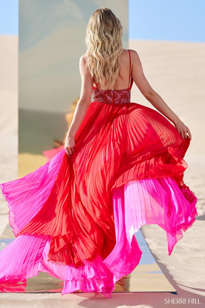 Sherri Hill Pleated Chiffon Gown 56700