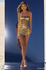 Sherri Hill Metallic Corset Homecoming Dress 56779