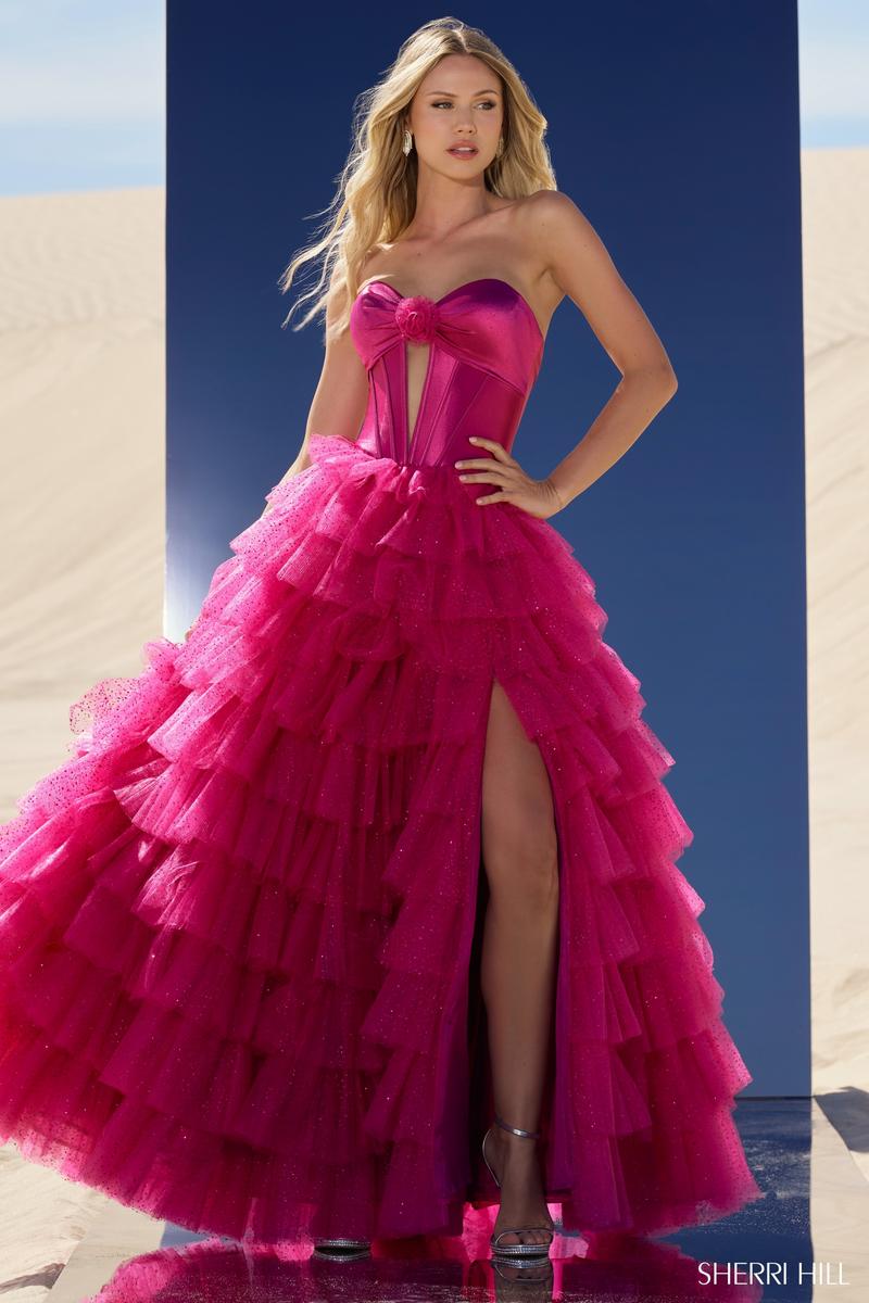 Sherri Hill Strapless Ruffle Ballgown 56804