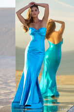 Sherri Hill Strapless Metallic Bow Gown 56817