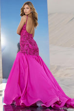 Sherri Hill Dropped Waist Beaded Trumpet Dress 56831