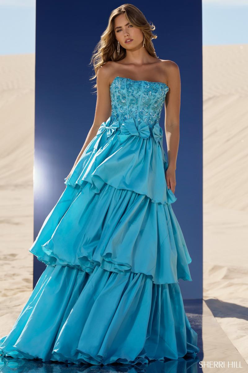 Sherri Hill Strapless Ballgown with Bows 56838