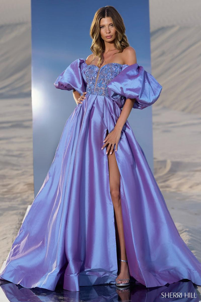 Sherri Hill Balloon Sleeve Ballgown 56843