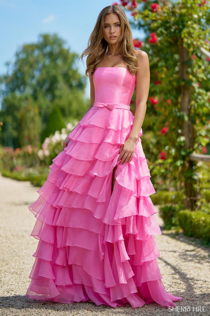 Sherri Hill Strapless Tiered Ruffle Prom Dress 56867