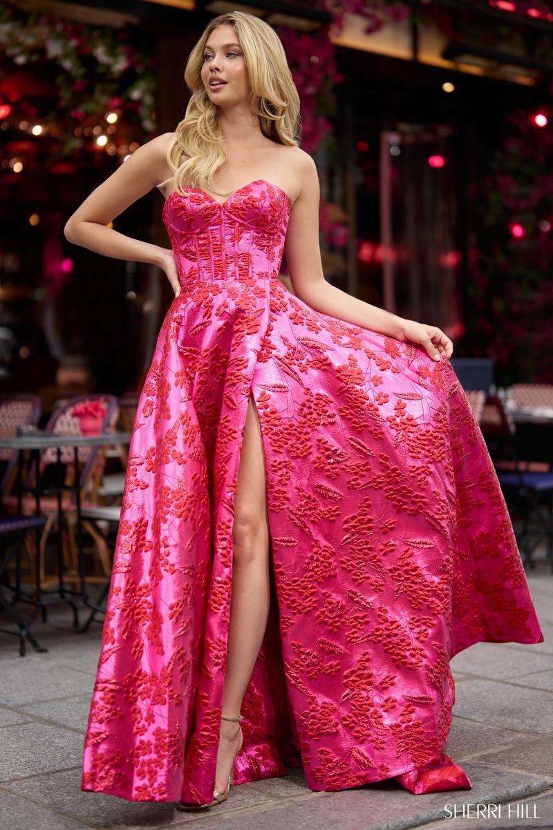 Sherri Hill Corset Brocade Ball Gown Prom Dress 56928