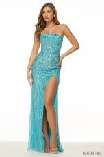 Sherri Hill Strapless Sequin Long Prom Dress 57099