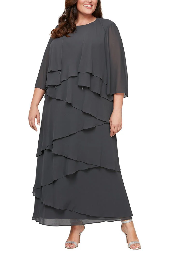 Alex Evenings Chiffon Tiered Tank Jacket Dress 8492001