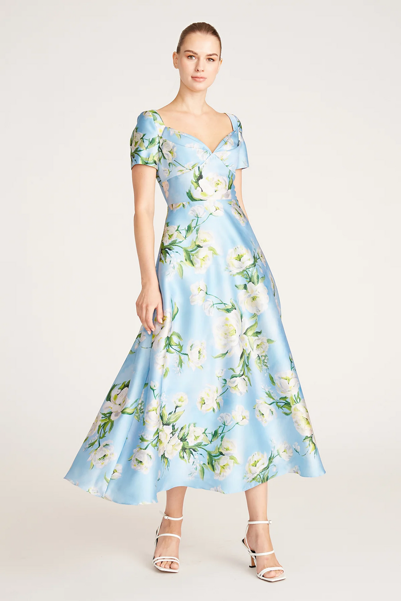 Theia Tea Length Floral "Anisa" Dress 8819403